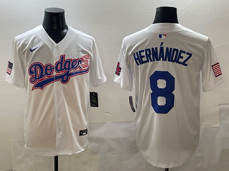 Men Los Angeles Dodgers #8 Hernandez White Second generation Joint Name Nike 2025 MLB Jersey style 1->los angeles dodgers->MLB Jersey